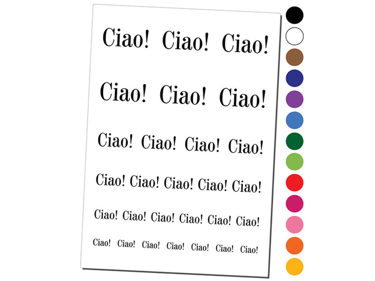 Ciao Italian Greeting Hello Goodbye Temporary Tattoo Water Resistant Fake Body Art Set Collection